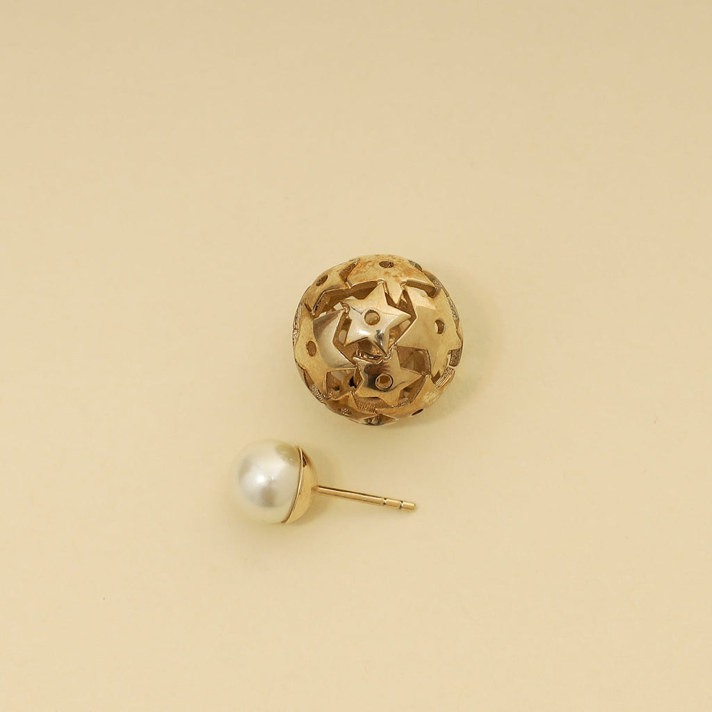 Christian Dior Gold Tone Pearl Star Mise En Dior Tribal Earrings
