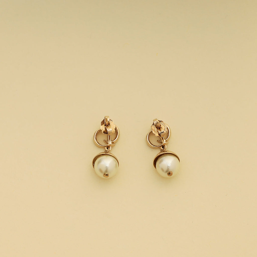 Christian Dior Pearl CD Drop Earrings