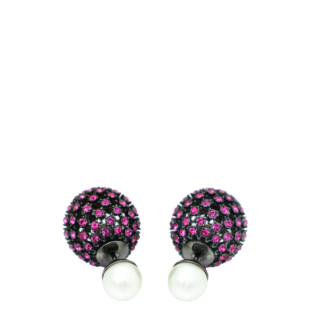 Christian Dior Purple Tribales Crystal Pearls Earrings