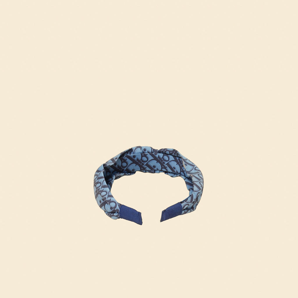 Christian Dior Dark Blue Oblique Cotton Poplin Kid's Headband