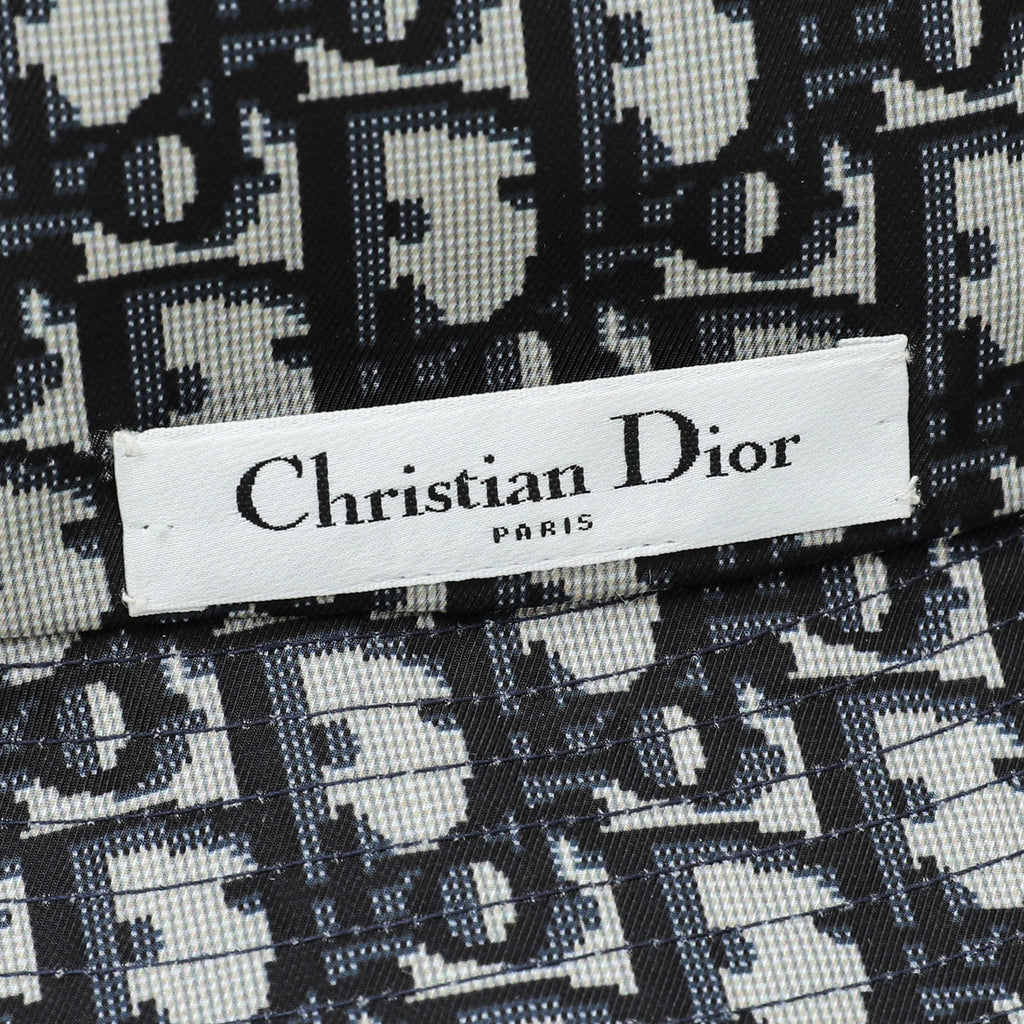 Christian Dior Navy Blue Oblique Teddy- D Reversible Short Brim Bucket Hat