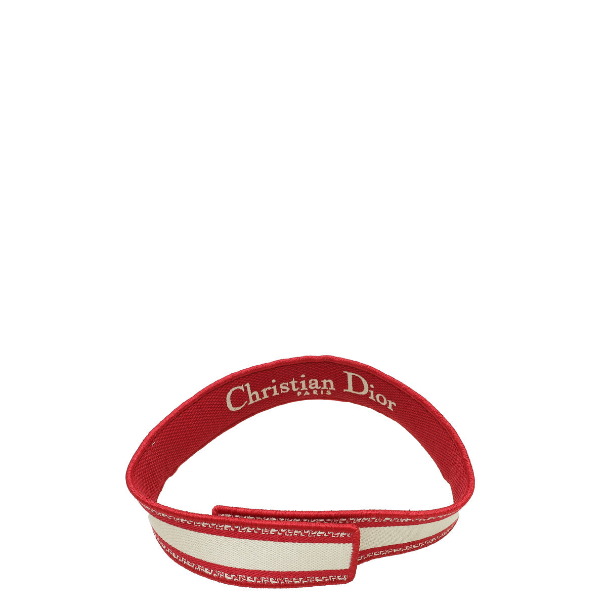 Christian Dior Red Toile De Jouy Embroidered Visor Hat