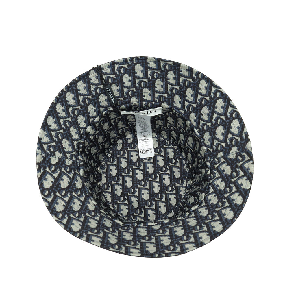 Christian Dior Navy Blue Oblique Teddy- D Reversible Short Brim Bucket Hat