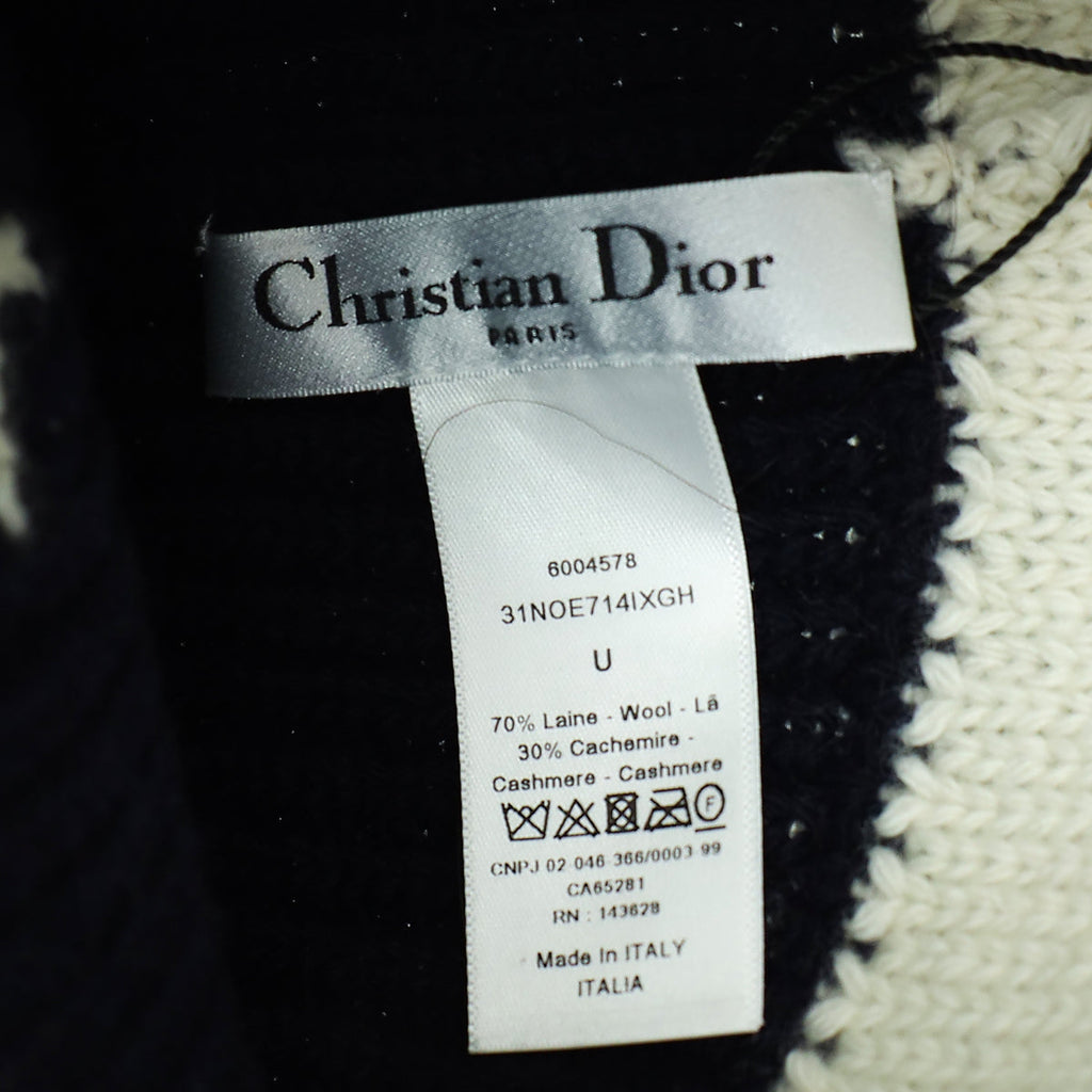 Christian Dior Bicolor Wool Cashmere Star Beanie