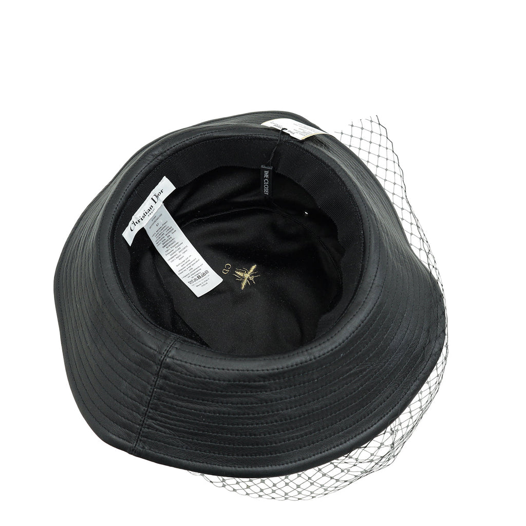 Christian Dior Black Teddy-D Bob Bucket Hat W/ Veil