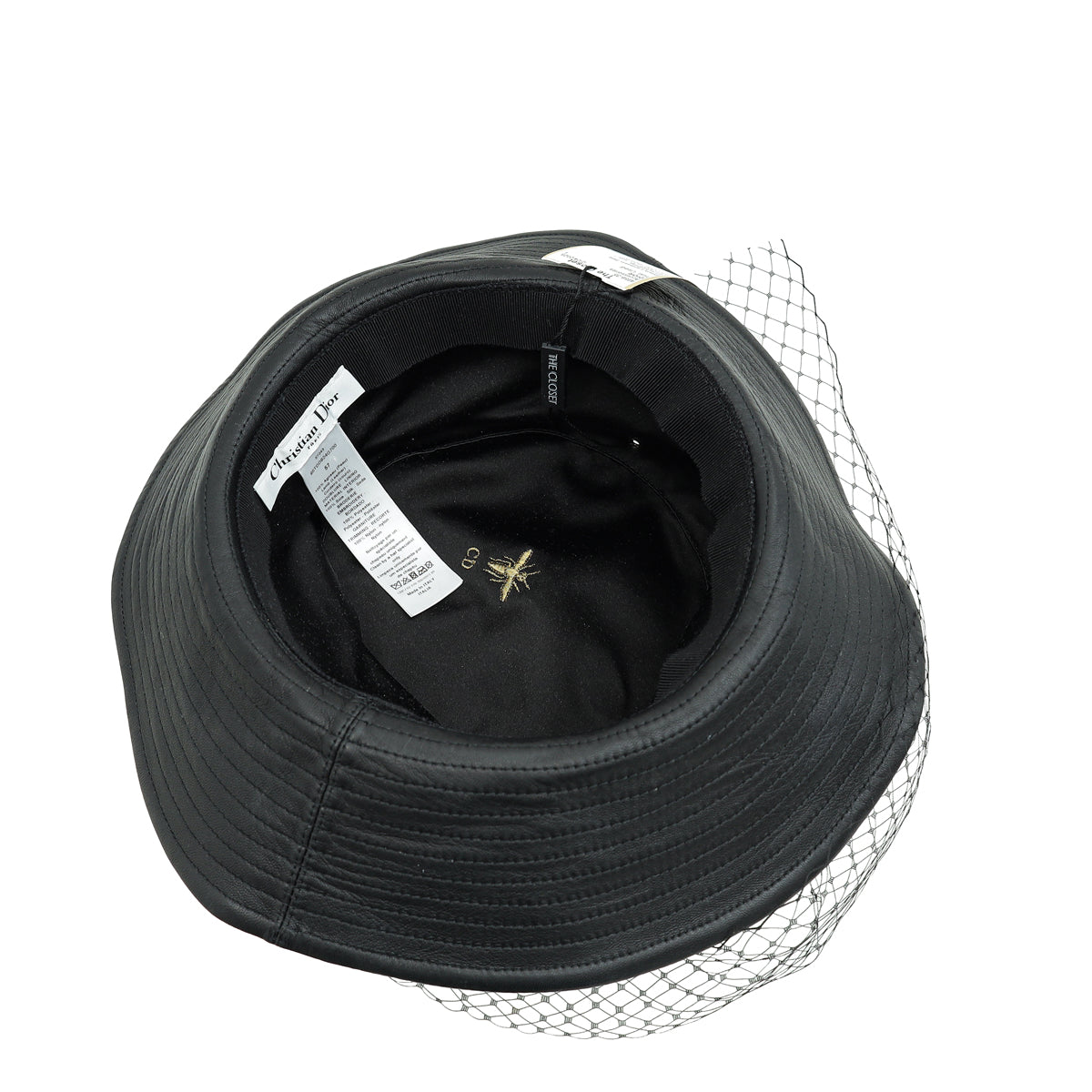 Christian Dior Black Teddy-D Bob Bucket Hat W/ Veil