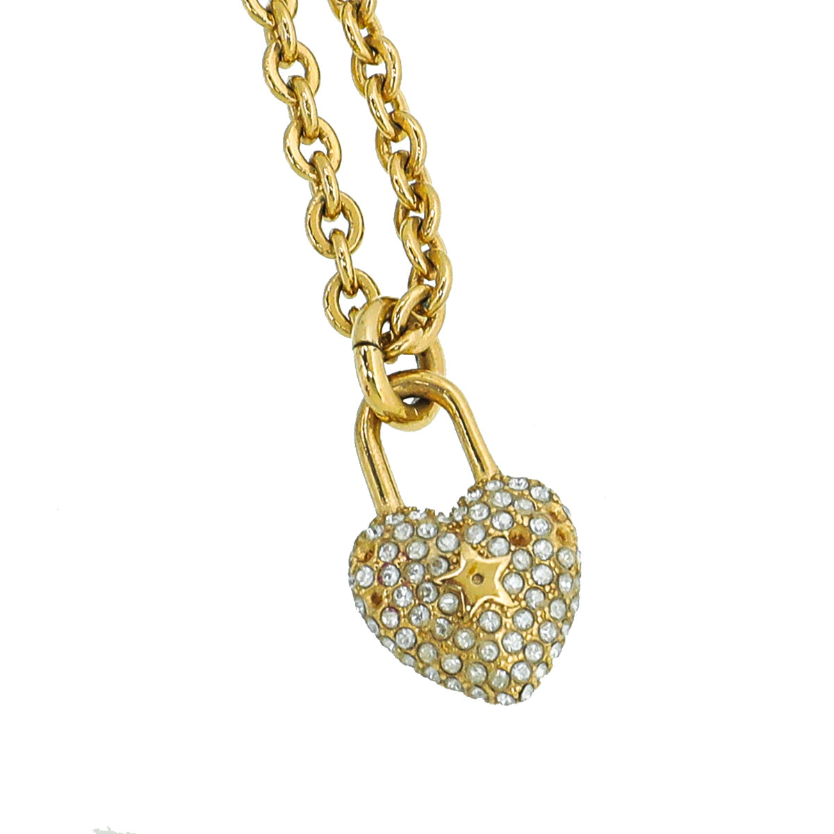 Christian Dior Gold J'Adior Heart Lock Clover Necklace