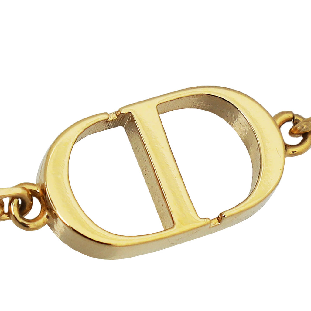 Christian Dior Gold Petit CD Crystal Double Necklace