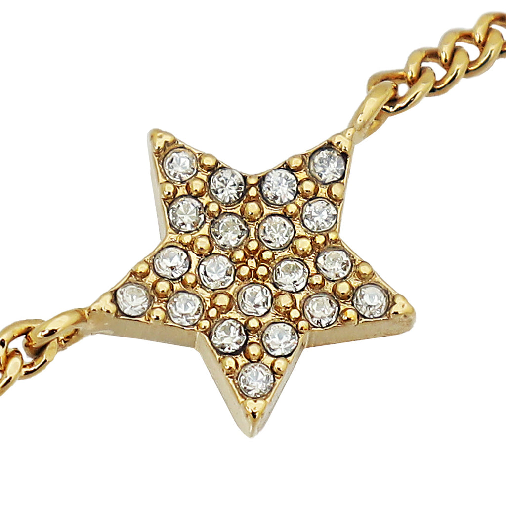 Christian Dior Gold Petit CD Crystal Double Necklace