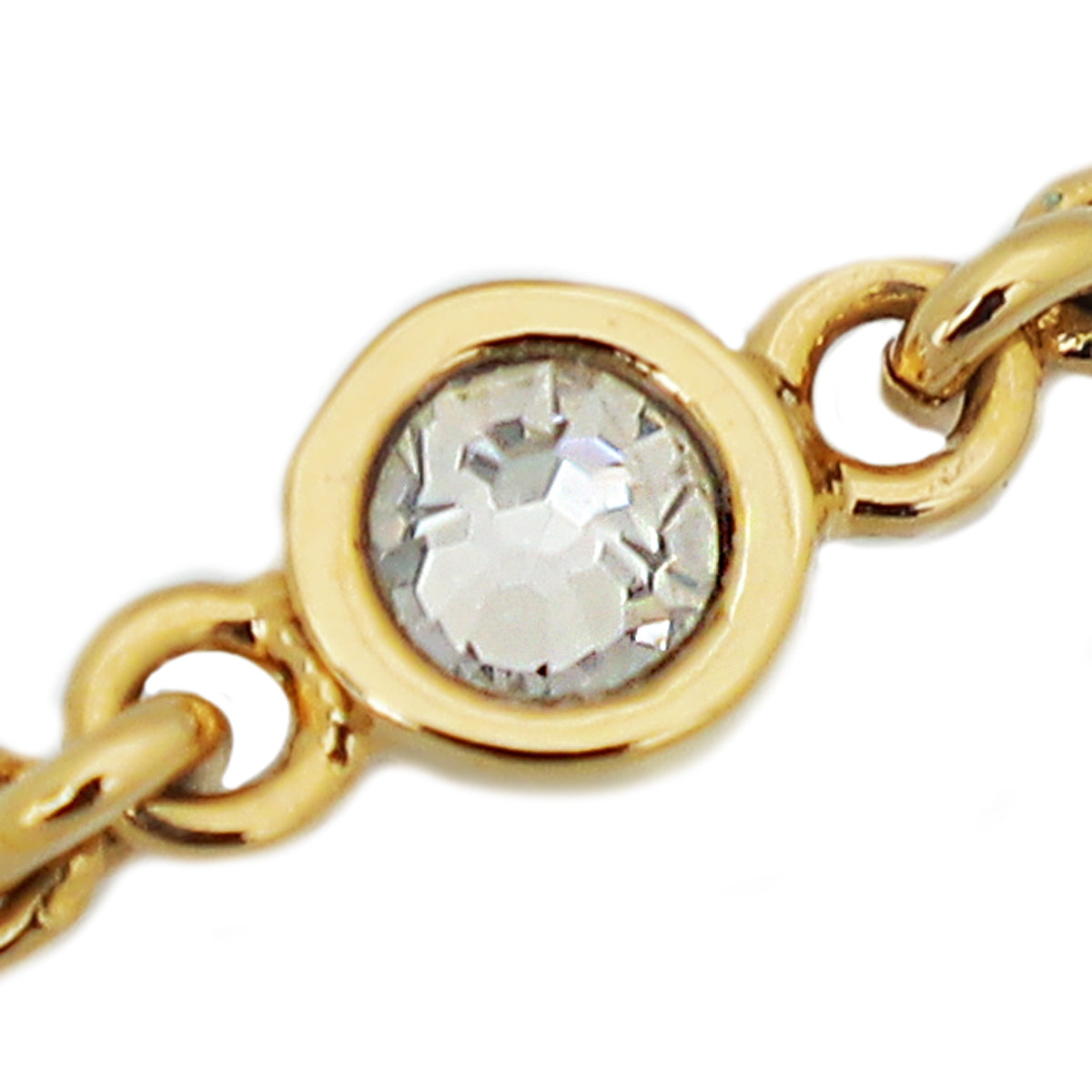 Christian Dior Gold Petit CD Crystal Double Necklace