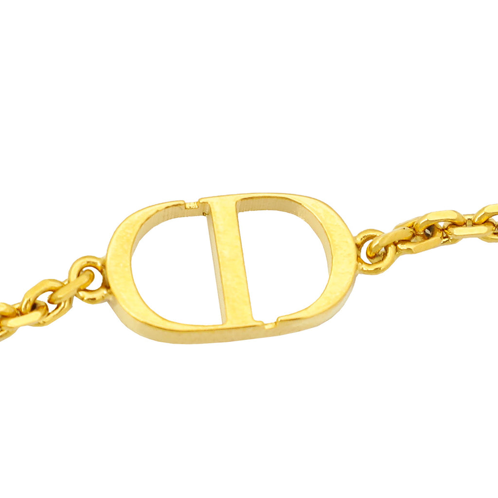 Christian Dior Gold Tone Petit CD Crystal Double Necklace