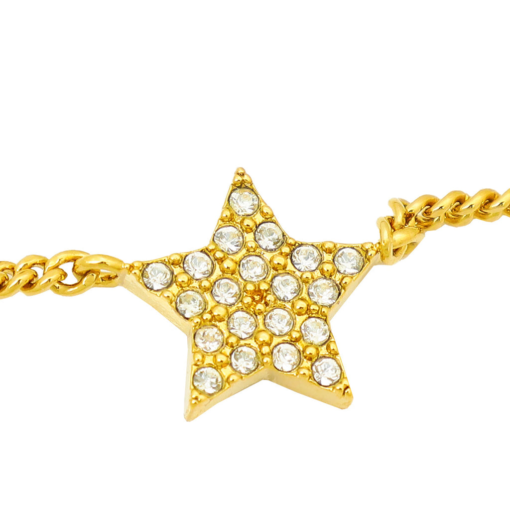 Christian Dior Gold Tone Petit CD Crystal Double Necklace