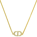 Christian Dior Gold Petit CD Crystal Necklace