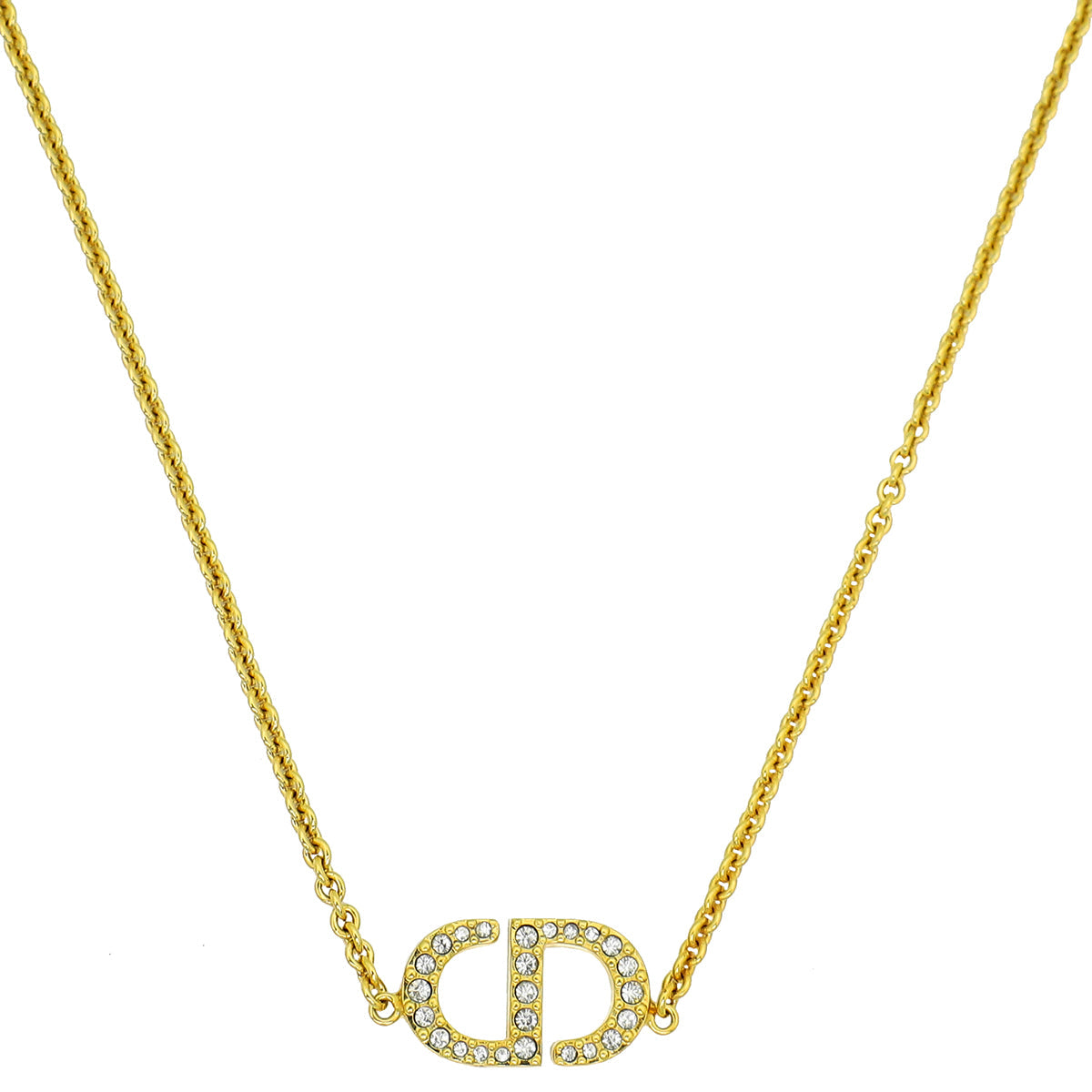Christian Dior Gold Petit CD Crystal Necklace