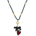 Christian Dior Bicolor Animal Pearl Bead Embellished Long Necklace