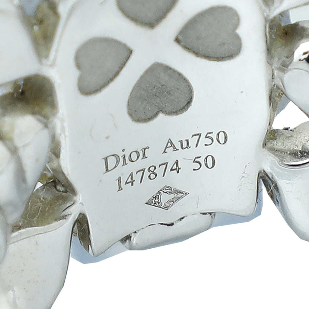 Christian Dior 18K White Gold Diamond Tete De Mort Skull Ring 50