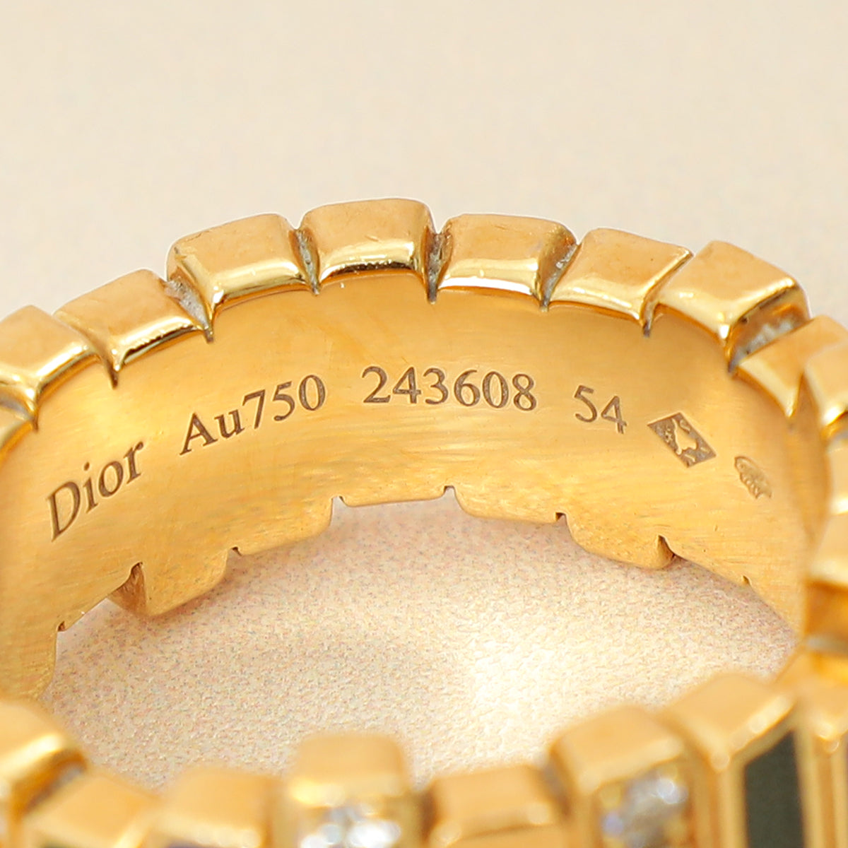 Christian Dior 18K Yellow Gold Gem Limited Edition Diamond Ring 54