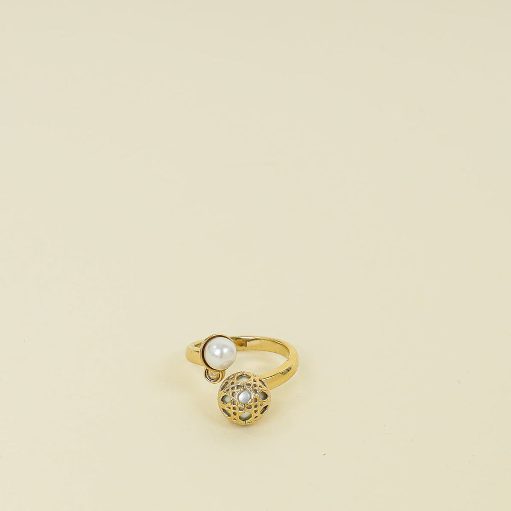 Christian Dior Gold Tribales Cannage Large Ring 54