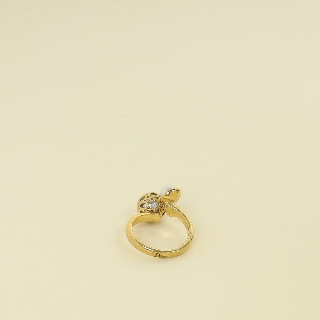 Christian Dior Gold Tribales Cannage Large Ring 54
