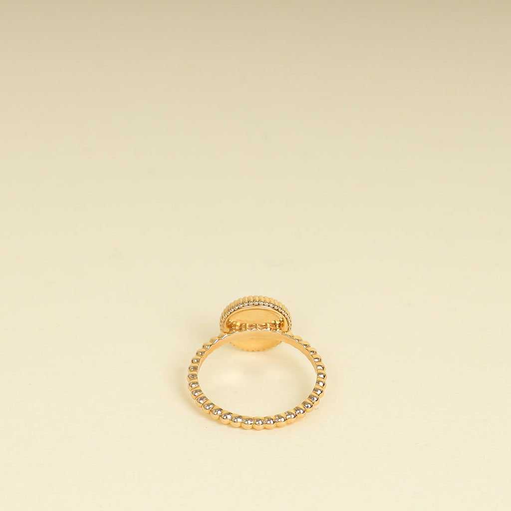 Christian Dior 18K Rose Gold Rose Diamond Onyx Des Vents Ring 50