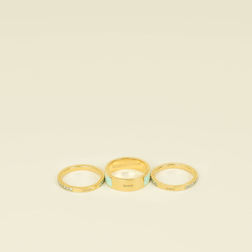 Christian Dior Aqua Green Dior Code Small Ring (3 PCS Set)