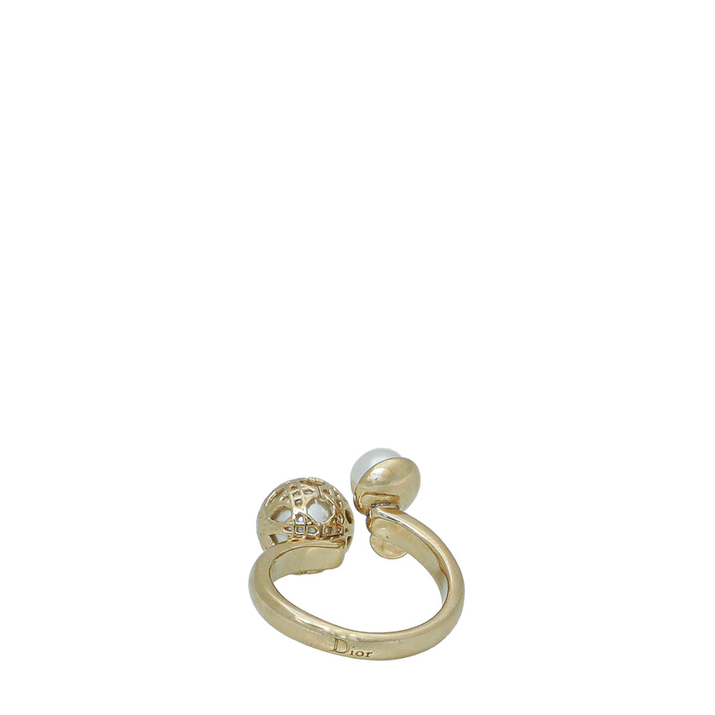 Christian Dior White Pearl Secret Cannage Small Ring