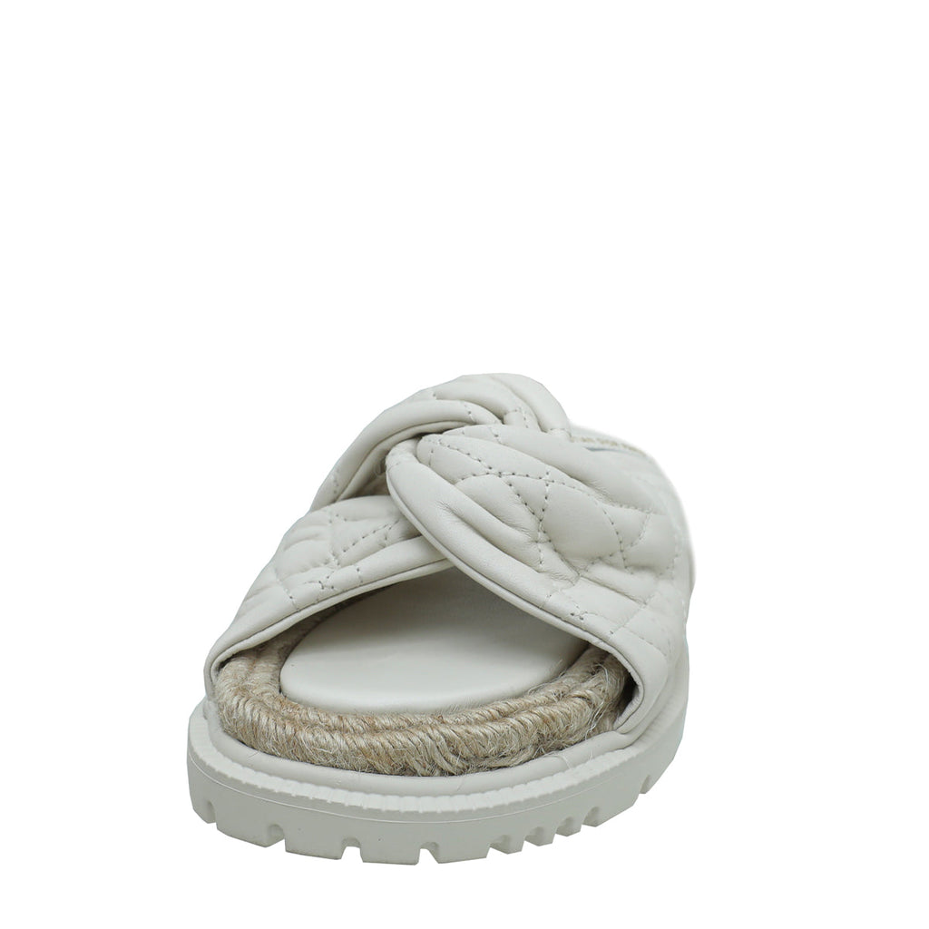 Christian Dior White Cannage D Twist Slide Sandal 35