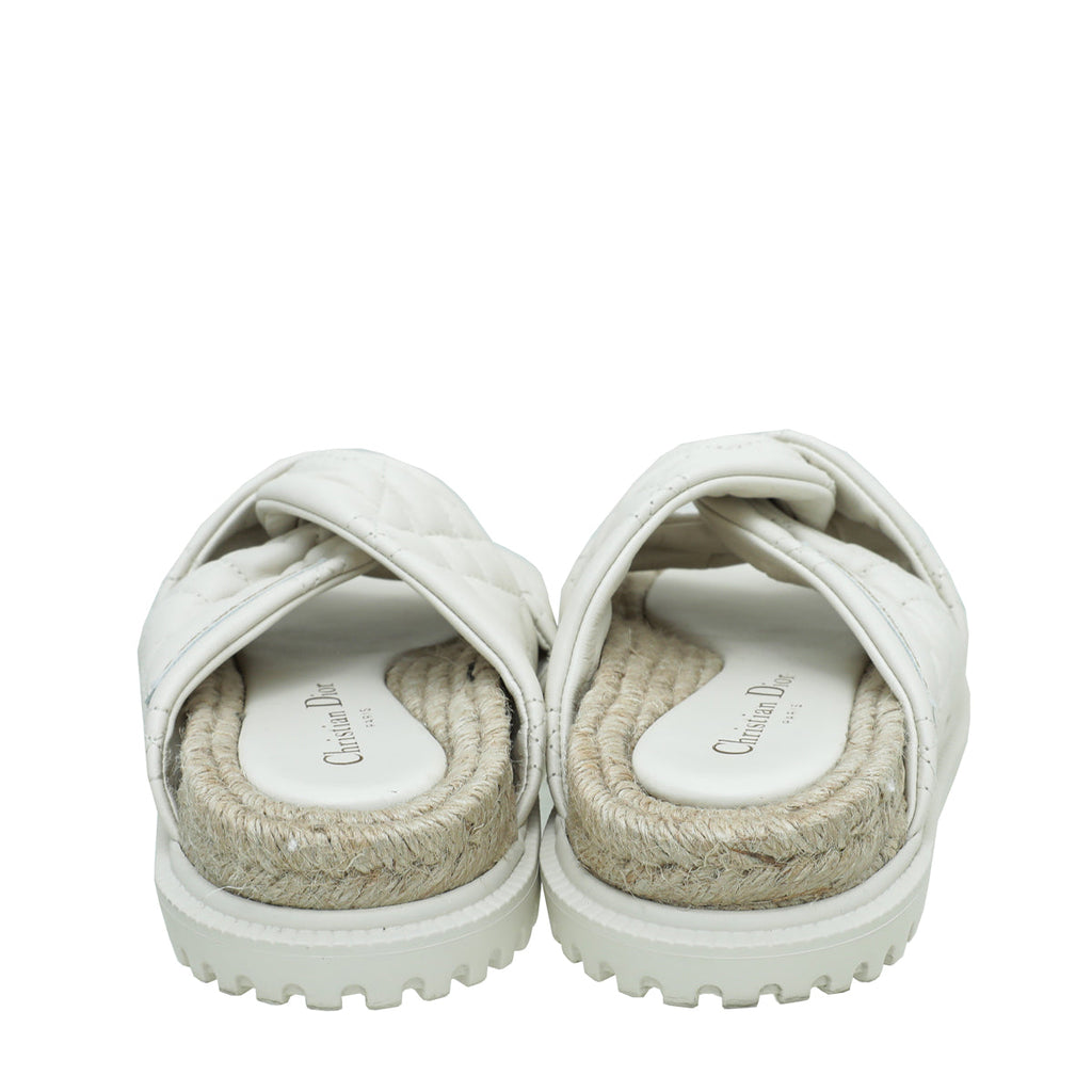 Christian Dior White Cannage D Twist Slide Sandal 35