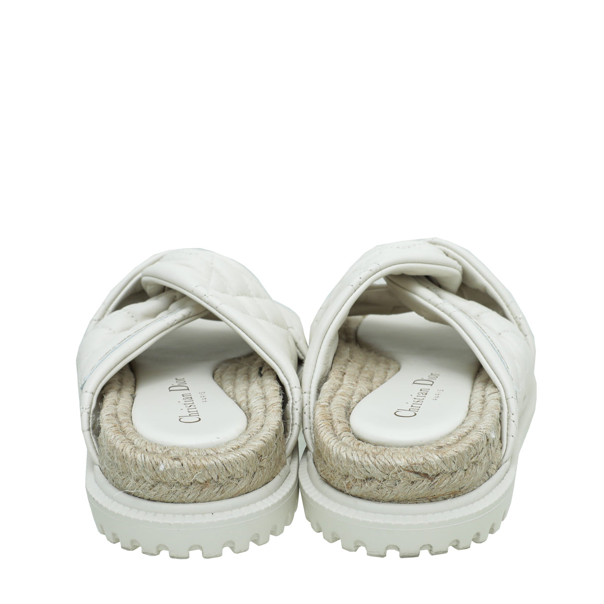 Christian Dior White Cannage D Twist Slide Sandal 35