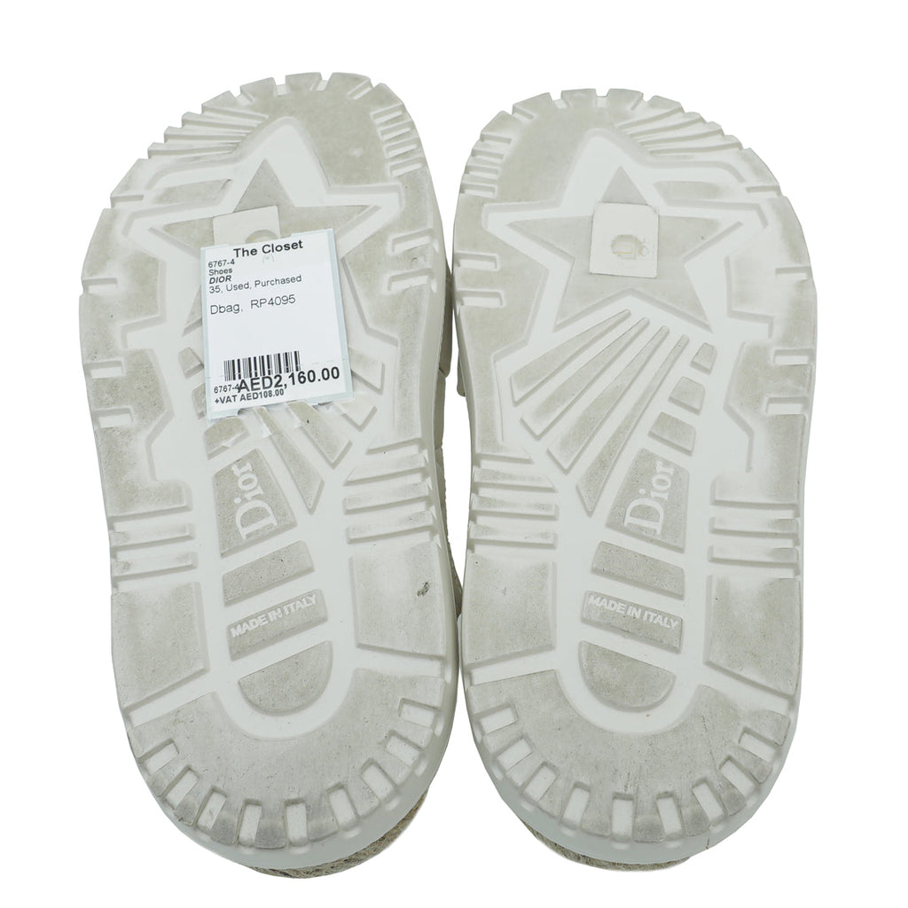 Christian Dior White Cannage D Twist Slide Sandal 35