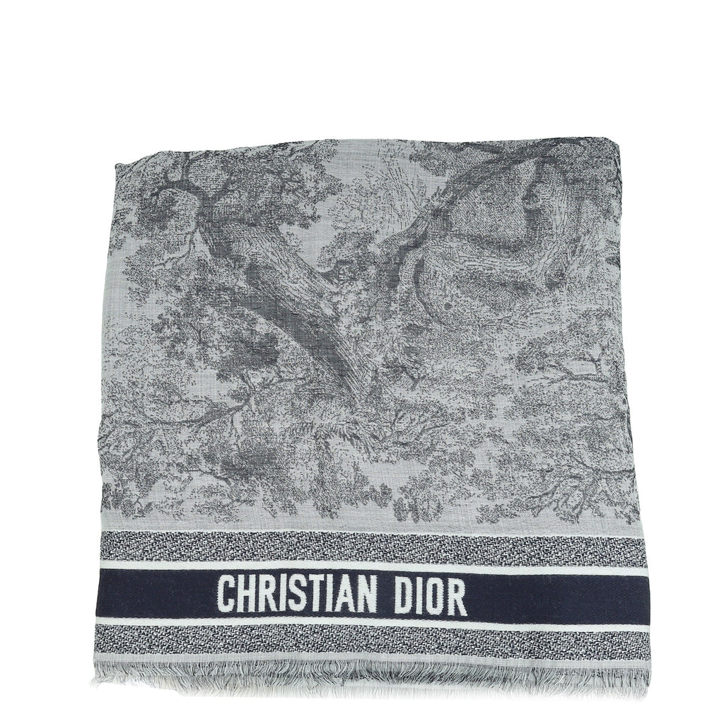 Christian Dior Bicolor Toile de Jouy Shawl