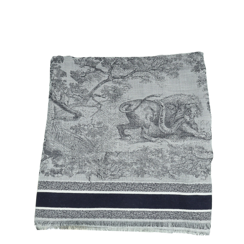 Christian Dior Bicolor Toile de Jouy Shawl