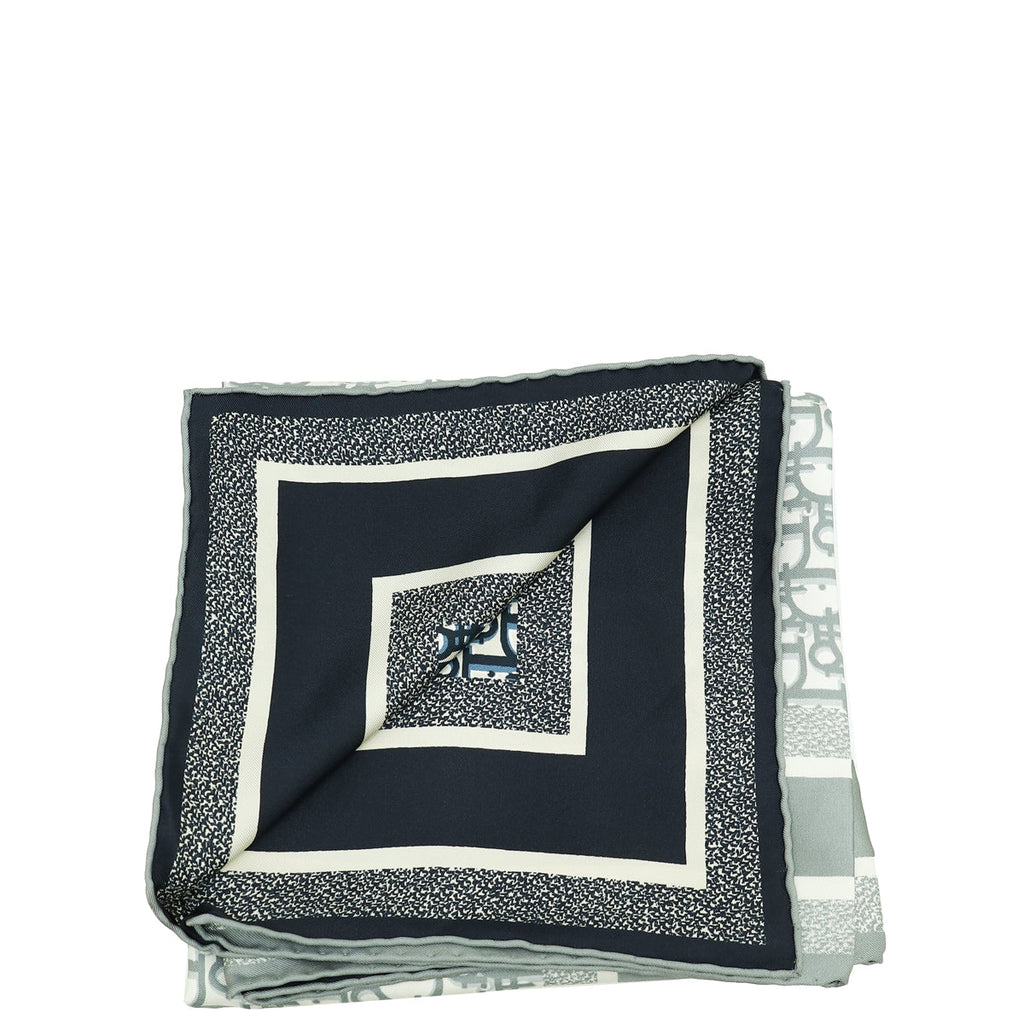Christian Dior Bicolor Oblique Diortwin Square Silk 90 Scarf