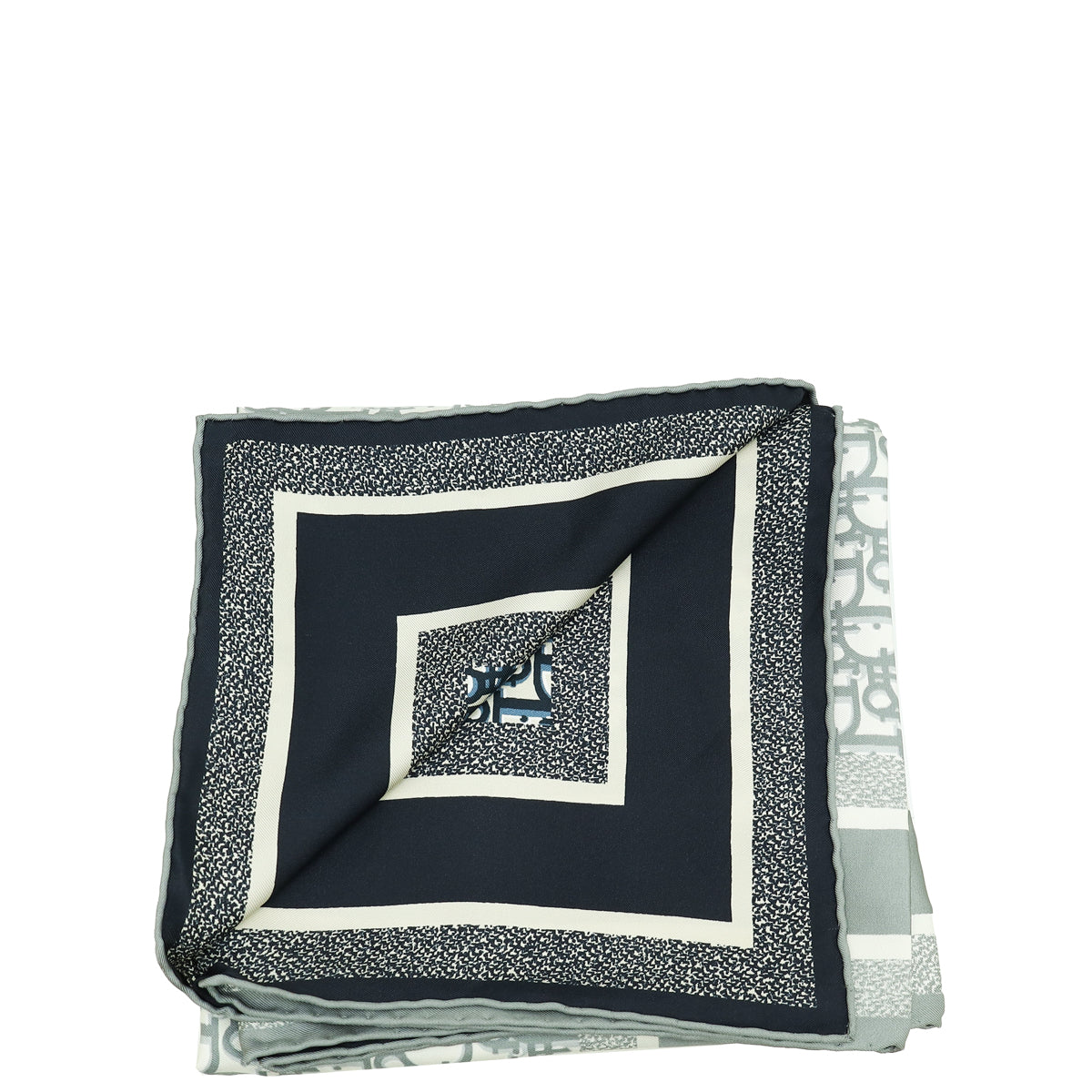 Christian Dior Bicolor Oblique Diortwin Square Silk 90 Scarf