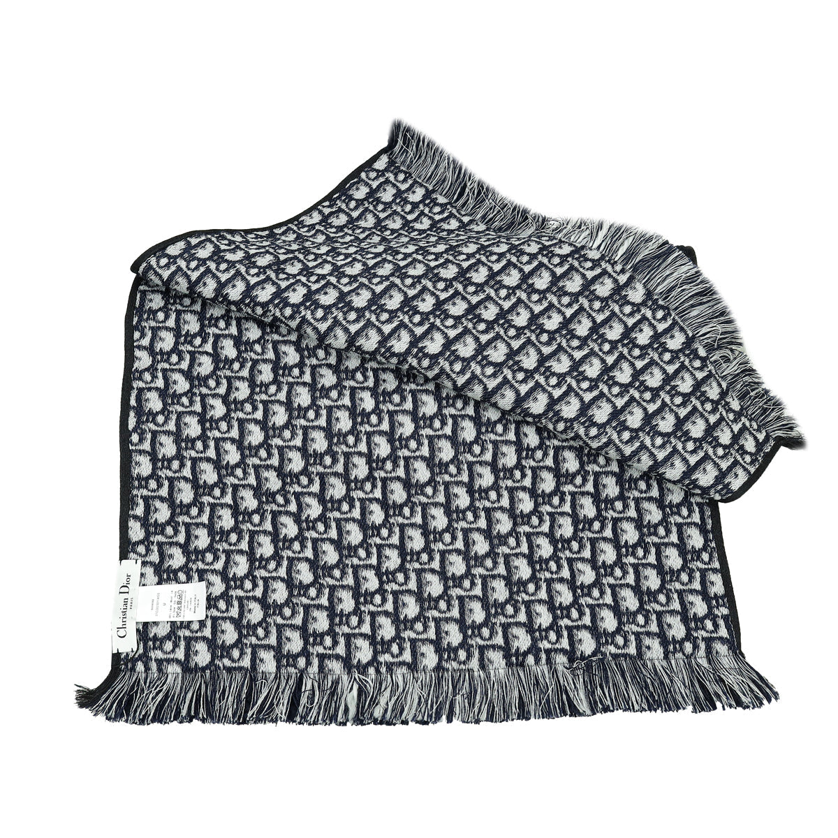 Christian Dior Bicolor Oblique University Reversible Wool Silk Scarf