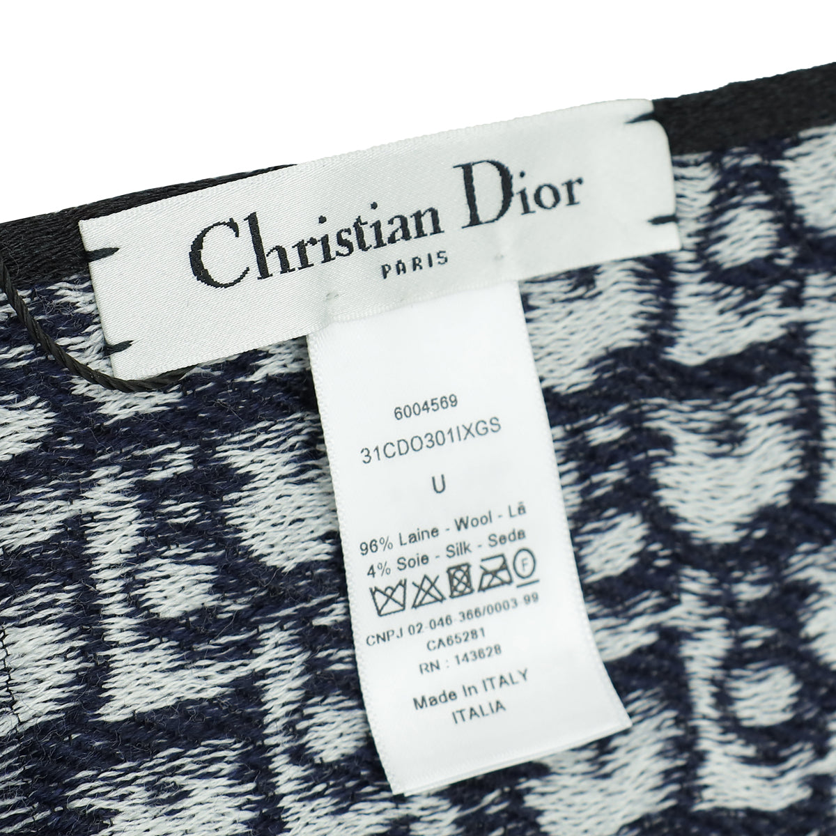 Christian Dior Bicolor Oblique University Reversible Wool Silk Scarf