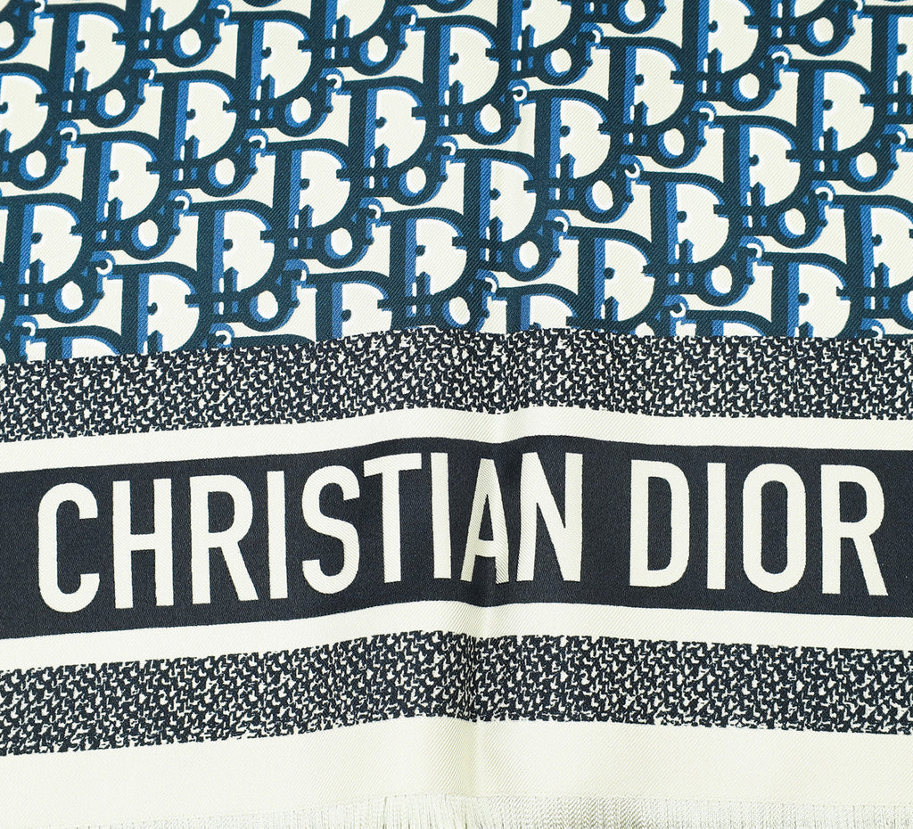 Christian Dior Bicolor Oblique Diortwin Square Silk 70 Scarf