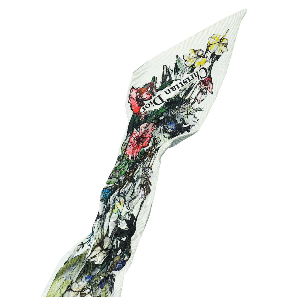 Christian Dior White Multicolor Mille Fleurs Mitzah Scarf
