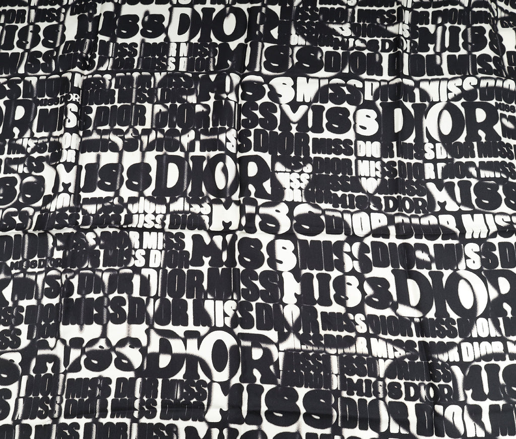 Christian Dior Bicolor Graphite Logo Print Silk Scarf