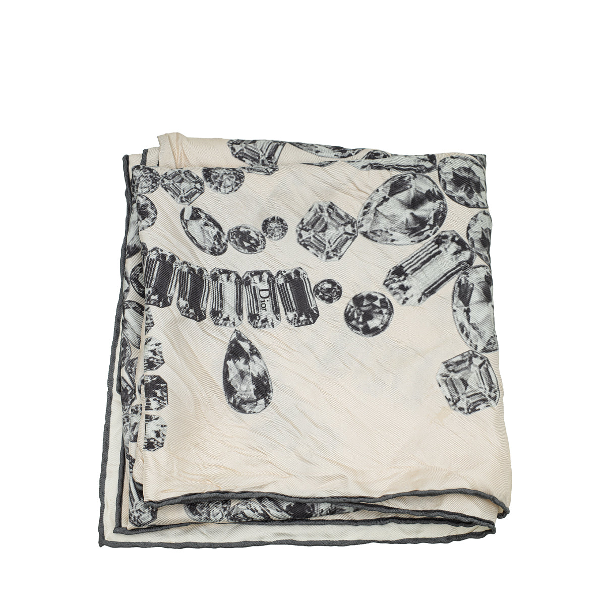 Christian Dior Bicolor Crystal Print Silk Square Scarf