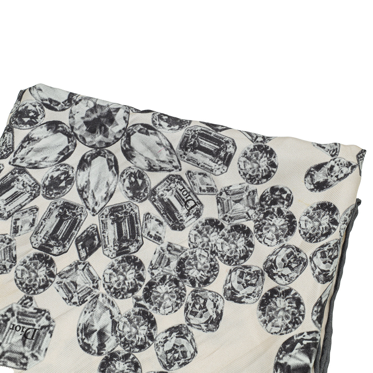 Christian Dior Bicolor Crystal Print Silk Square Scarf