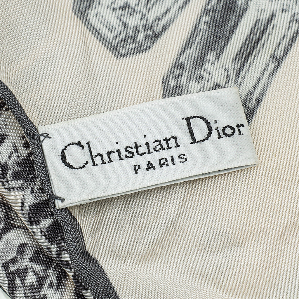 Christian Dior Bicolor Crystal Print Silk Square Scarf