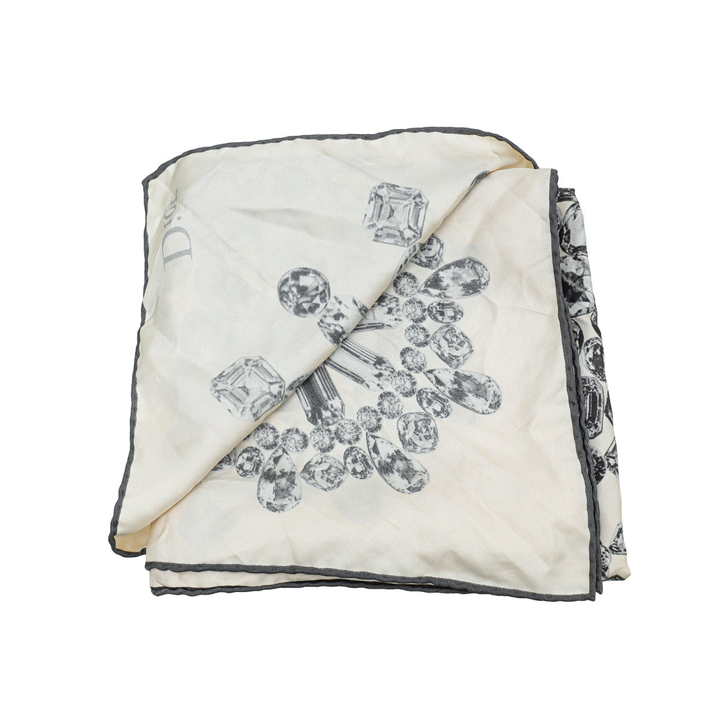 Christian Dior Bicolor Crystal Print Silk Square Scarf