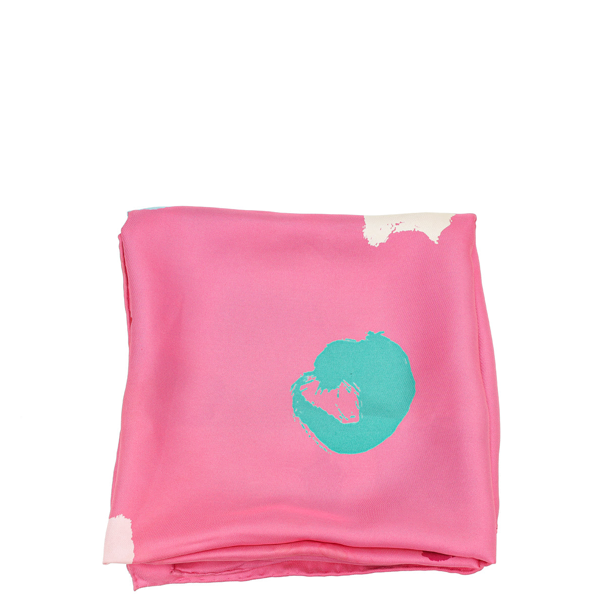 Christian Dior Pink Multicolor Print satin Square Silk Scarf