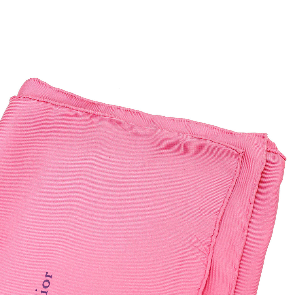 Christian Dior Pink Multicolor Print satin Square Silk Scarf