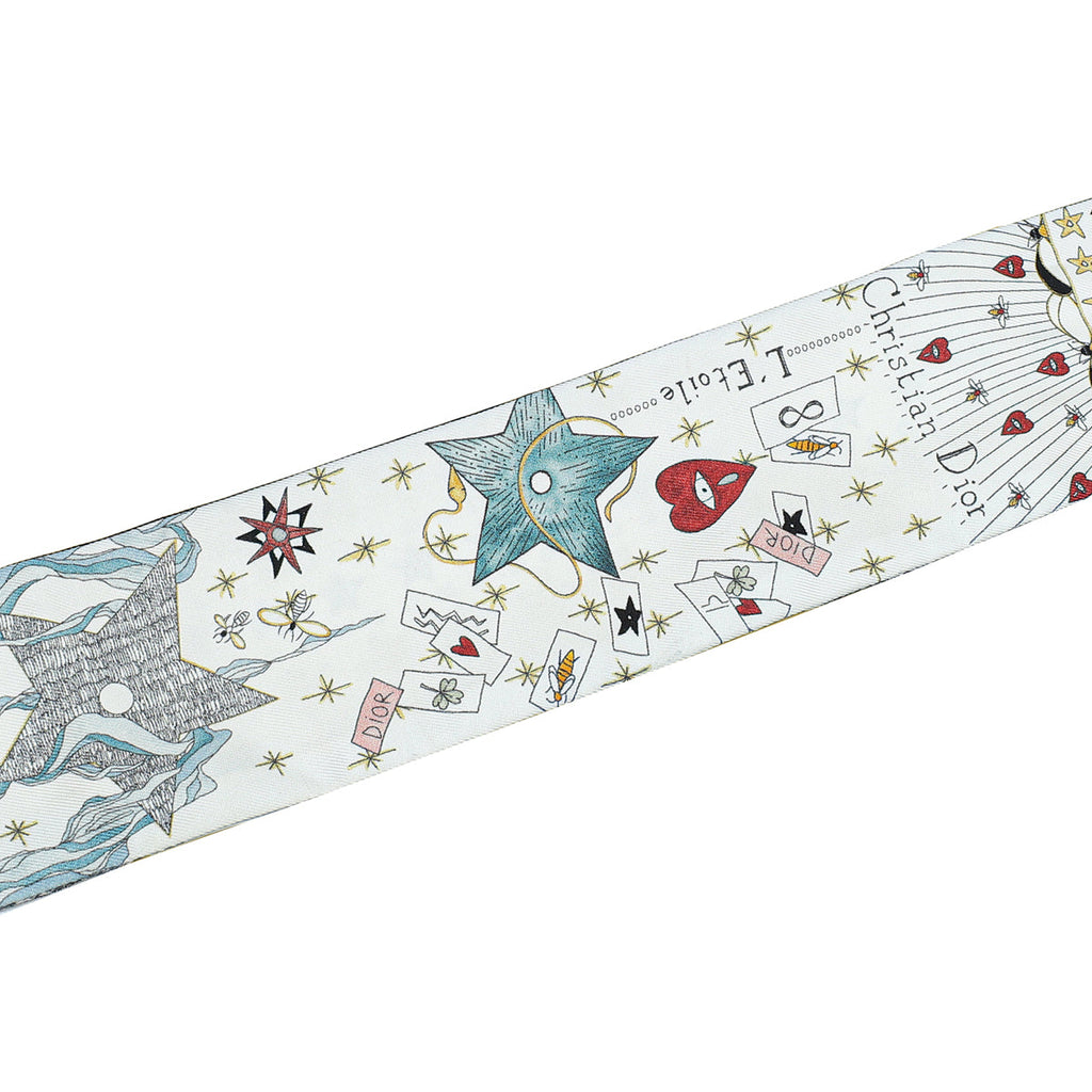Christian Dior White Multicolor L'Étoile Tarot Mitzah Scarf