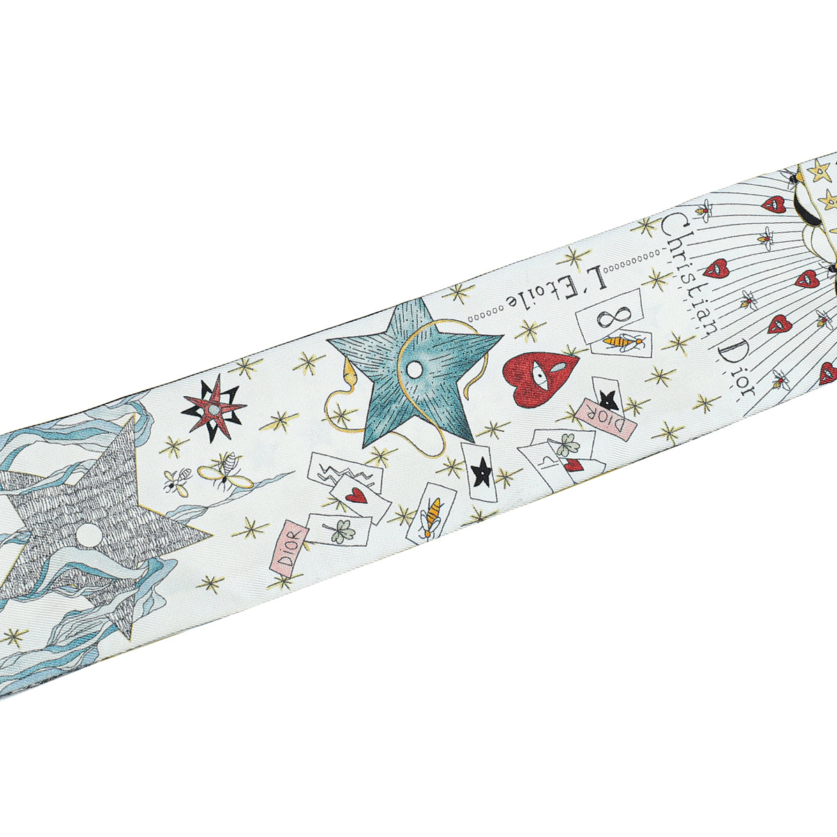 Christian Dior White Multicolor L'Étoile Tarot Mitzah Scarf