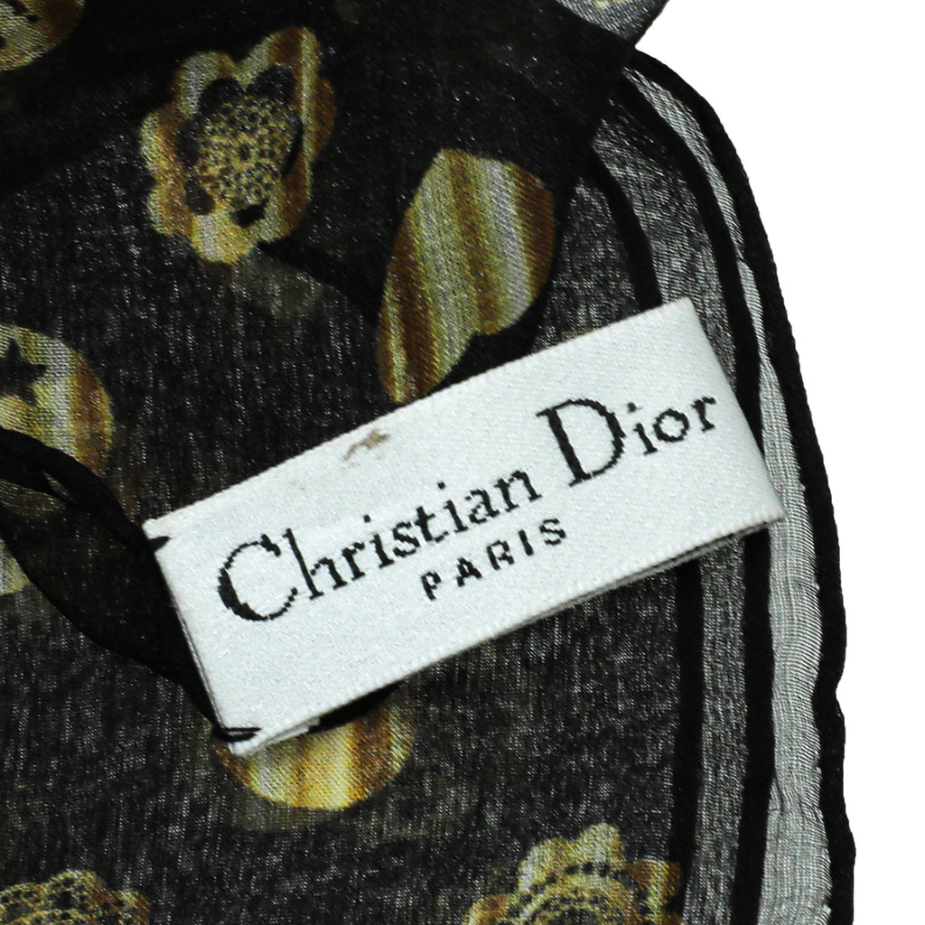 Christian Dior Bicolor Heart Star Ball Logo Print Silk Scarf