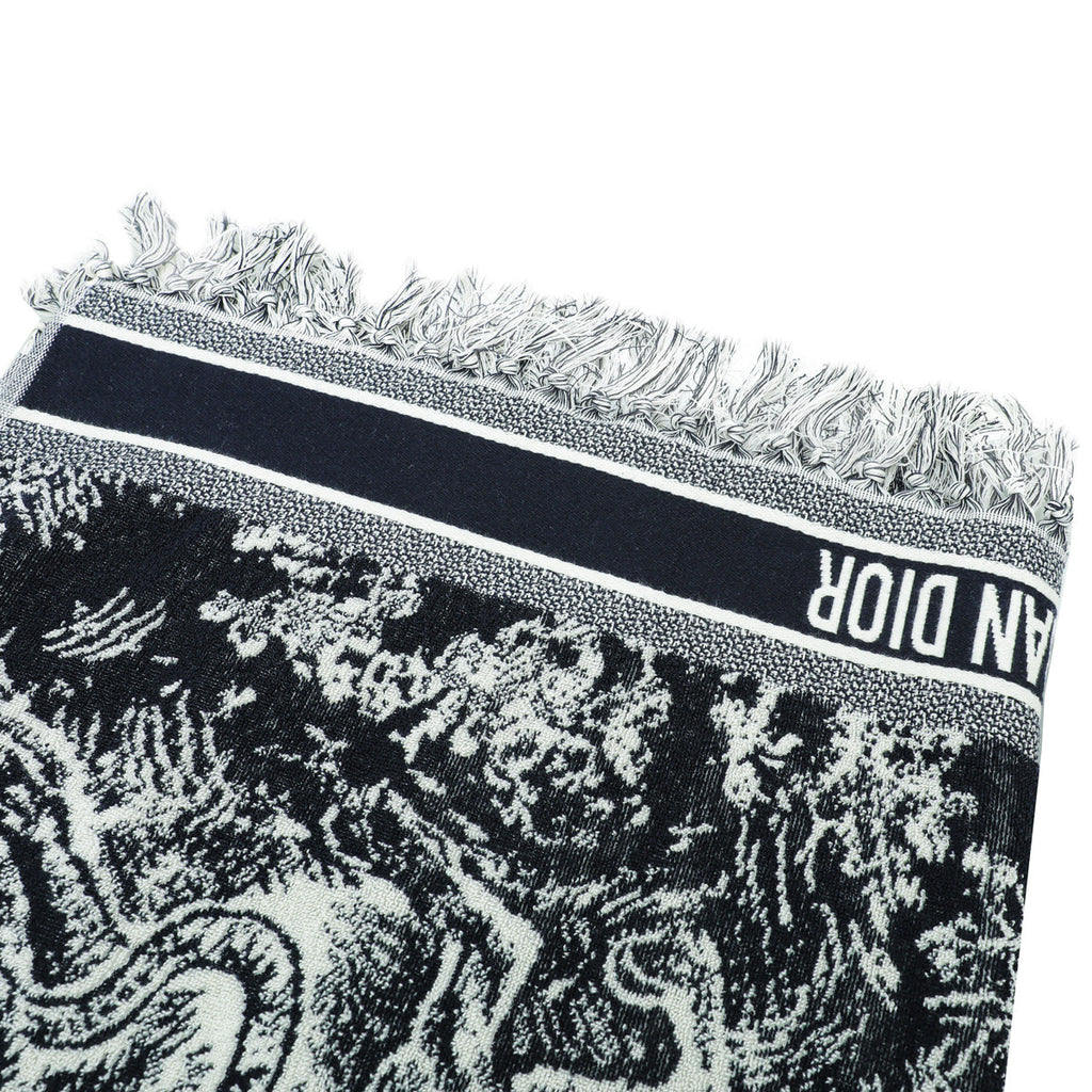 Christian Dior Bicolor Wool Dioriviera Toile De Jouy Throw Towel