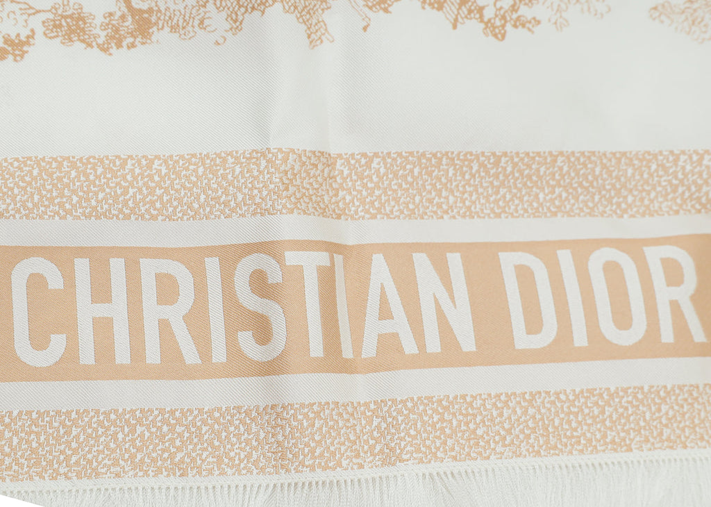 Christian Dior Bicolor Toile De Jouy Print Silk Poncho
